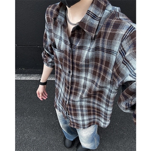 美式高街潮流格子衬衫潮牌宽松休闲上衣A086-CS2208-P35图片