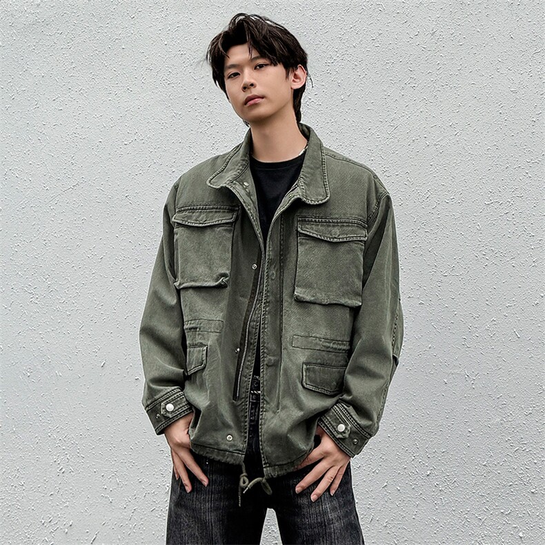 美式高街多口袋水洗翻领短款夹克工装外套A436-W993-P130188,男装夹克,电商A436