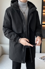 有版权现货足连帽高级感面料纯色户外风衣中长款情侣团建羽绒服男，男装羽绒服，星座301D-5(原星座1415）