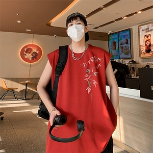 风直播抖音得物纯棉重磅250克无袖背心T恤T2515P25控39图片