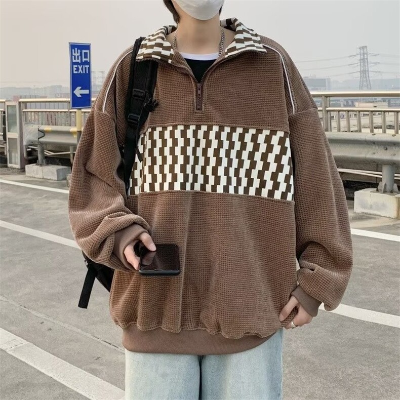 日系复古拼色立领卫衣男潮牌街头宽松情侣外套WY653-P37,女装短外套,星座208-5