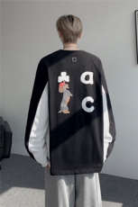6XL-M美式潮牌印花长袖t恤男拼接撞色卫衣男上衣服CX3009-特P48，男装T恤，电商D206-1
