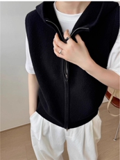 2025时尚百搭通勤简约休闲拉链马甲，女装马甲，洁纯羊绒