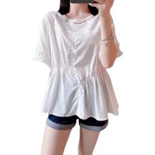 夏季新款小众设计感褶皱时尚小衫，其它，L·H·X