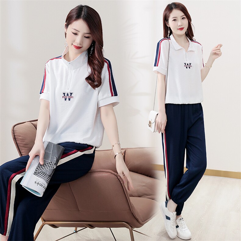 2024夏季新款女装运动套装简约时尚休闲两件套显瘦百搭气质款，女装运动套装，凯瑟曼