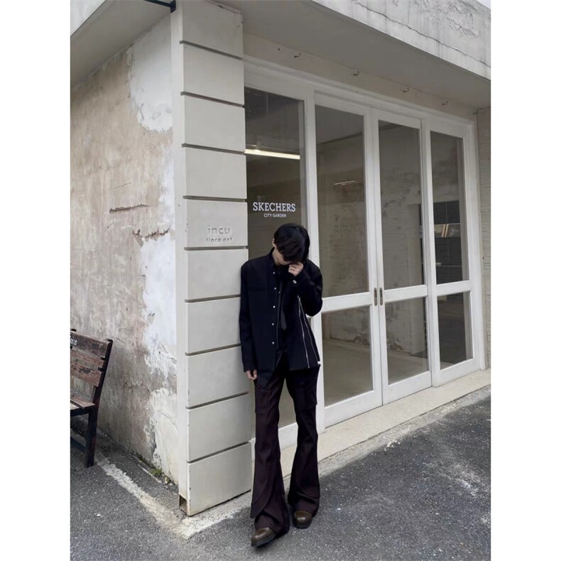 春季新款立领长袖外套潮牌暗黑山本风不规则拉链夹克男,男装夹克,四季星座505