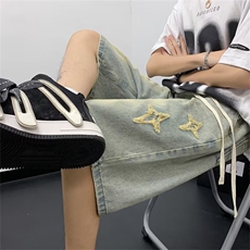 夏季薄款破洞牛仔短裤男宽松中裤潮牌街头百搭五分裤NG35，男装牛仔裤，星座1116A-1（原606A）