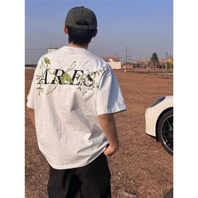 美式花卉刺绣短袖t恤男款夏季潮牌复古宽松休闲半袖DCA016-P39,男装T恤,星座208-5