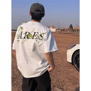 美式花卉刺绣短袖t恤男款夏季潮牌复古宽松休闲半袖DCA016-P39图片