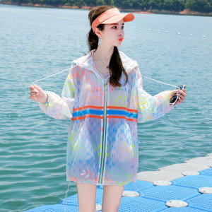 女童防晒衣夏季薄款洋气渐变色冰丝透气中大童韩版连帽防晒服外套，女装防晒衣，帛香坊