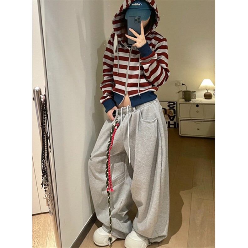 腰绳灰色弯刀卫裤宽松阔腿休闲运动爵士舞裤子拖地长裤KB3119,男装休闲裤,星座1116A（原606A-3）