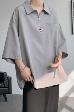 10050-特p25控48高克重冰丝面料新款T恤港风大码男装垂感佳，男装T恤，电商A059