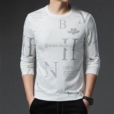 2023秋季新款男长袖T恤潮休闲中年大叔烫钻印花上衣ALXB9985-P75图片