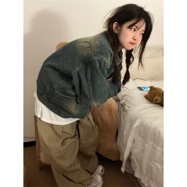 【量大价格可谈】美式复古男女秋冬款短款牛仔外套S8845P65,男装工装外套,星座1112-1