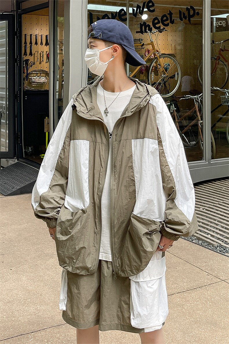 夏季撞色夹克衫防晒服套装运动风时尚防晒衣男XZ514-2-1611-P98,男装防晒衣,星座514-2(原B239)