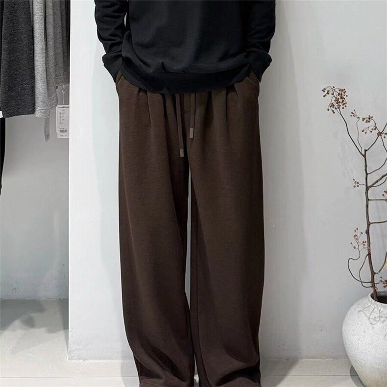 黑色休闲松紧腰香蕉卫裤2025冬季新款韩版宽松廓形保暖弯刀裤子男,男装休闲裤,星座506A