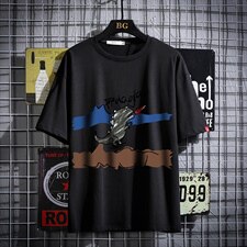 2021夏季新网格挂拍日系大码男已注册卡通印花短袖T恤T1083-P25，男装T恤，电商A001