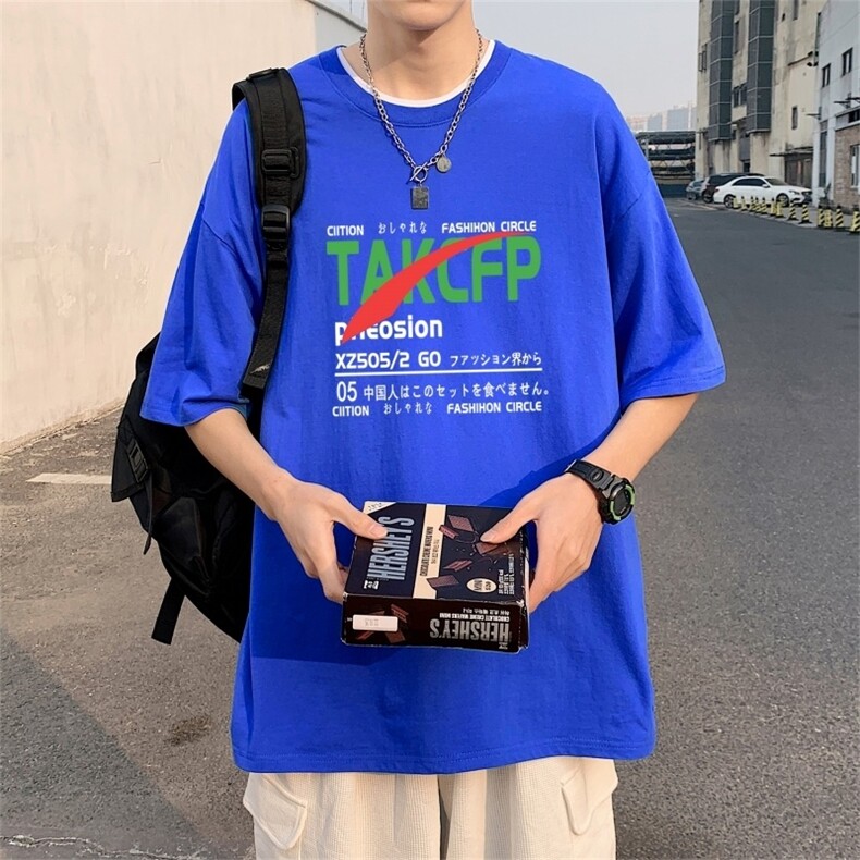 T3355P25克莱因蓝T仓库一件起正常配送中男港风T恤落肩款宽松T恤,男装T恤,星座510A-1