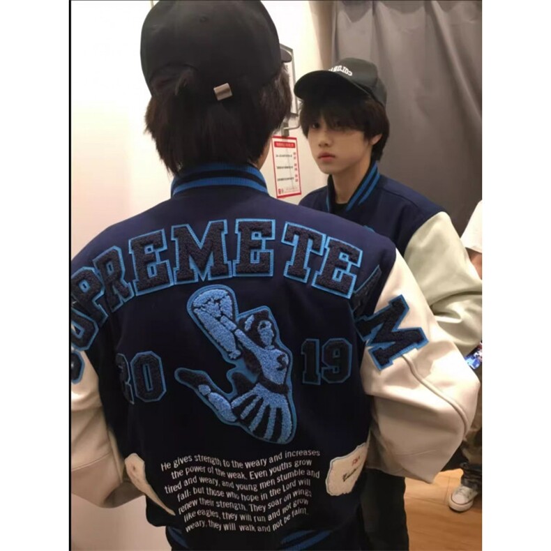 1506/QM4190/P66建旧子原创刺绣蓝调光明之眼棒球服秋冬外套,女装短外套,星座1506