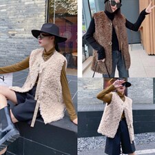 皮毛一体马甲，女装马甲，秋莎明月