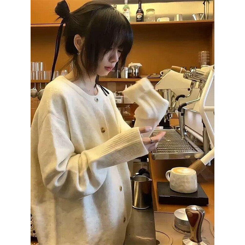 重磅秋冬男女北极绒开衫毛衣美式复古休闲慵懒风单排扣针织衫外套,男装针织衫/毛衣,电商A486-1