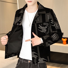 新款男士潮流高品质休闲夹克秋冬季短款翻领外套7760-P85，男装夹克，星座613B