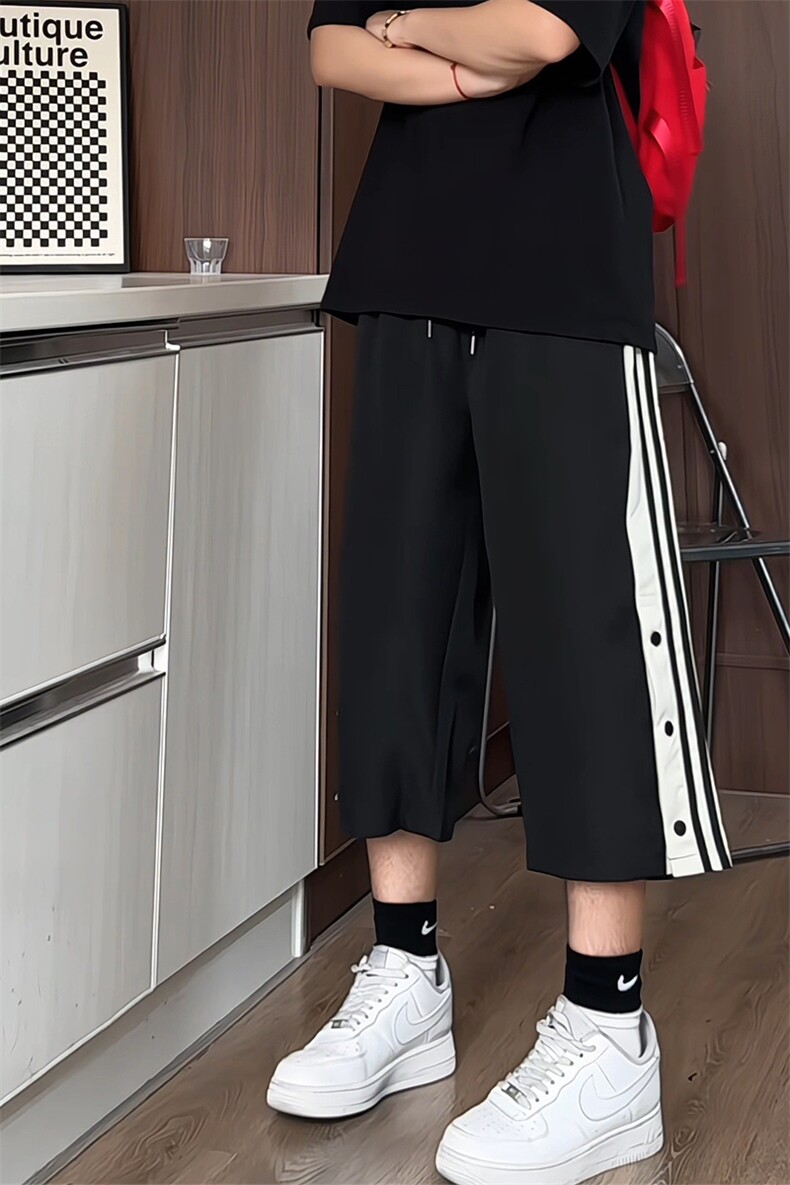 K3038/P30夏季新款7分裤中裤男短裤宽松大码排扣开衩七分裤男,男装休闲裤,电商A141