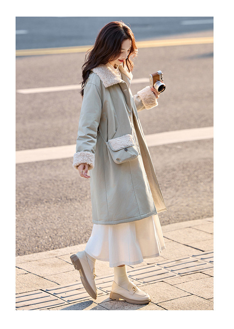 现货！现货！加绒加厚中长款棉服女2025冬季新款洋气减龄羊羔毛,女装棉衣/棉服,以桐