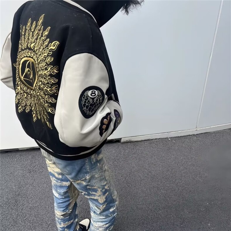 JK180-P39流行日系潮流翻领刺绣棒球服外套春季新款复古情侣,女装短外套,电商B323A