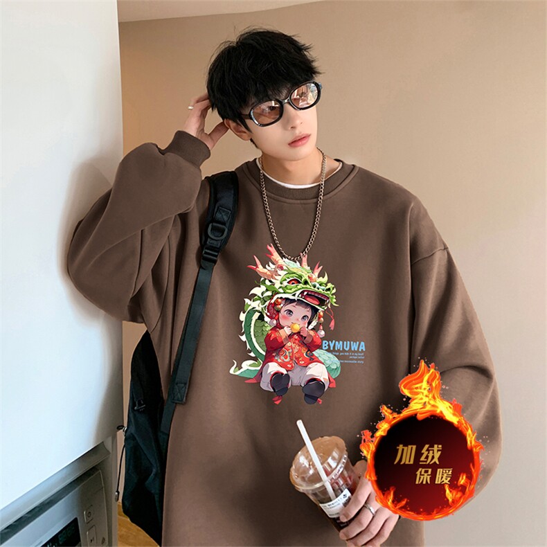 龙年卫衣冬季加绒情侣圆领加厚卫衣男女外套DY5511加绒特P33,男装卫衣,电商A486
