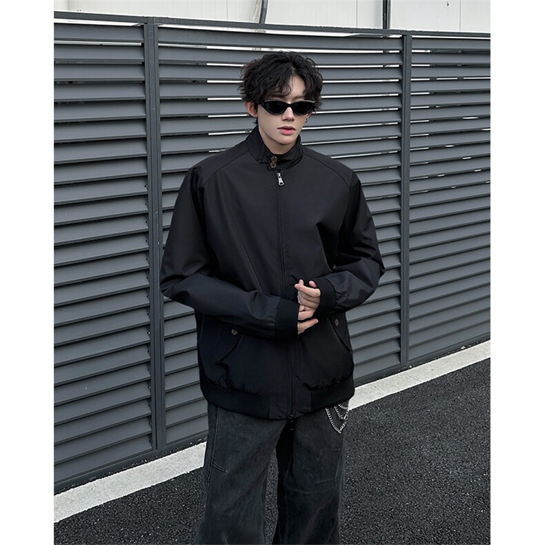 8XL-M美式复古棒球服外套男特大码潮牌双拉链立领夹克衫JK005P85,男装夹克,电商B312