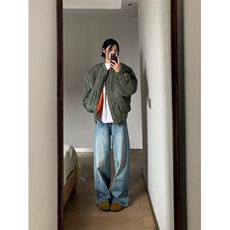 美式bomber飞行员夹克棉服男款冬季潮牌高级感外套cleanfit棒球服，男装夹克，星座1007（原301D）