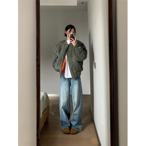 美式bomber飞行员夹克棉服男款冬季潮牌高级感外套cleanfit棒球服图片