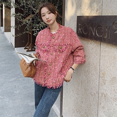 时尚小香风外套女中长款优雅显瘦羊毛短外套，女装短外套，秋水欣儿