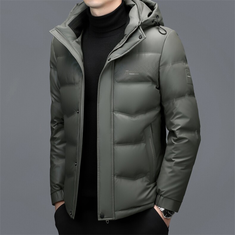 冬款男士白鸭绒羽绒服连帽皮夹克休闲皮衣加绒抗寒保暖皮衣男外套,男装夹克,钱塘6003（原4033）