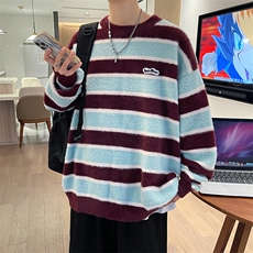 潮美式圆领毛衣男女秋冬季慵懒风情侣装潮牌宽松针织衫上衣，男装针织衫/毛衣，星座716-4