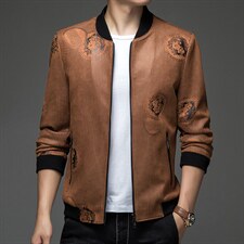 2023春秋新款男士时尚修身皮衣西装男外套皮夹克BSN8936-P135，男装皮衣，星座1105-3