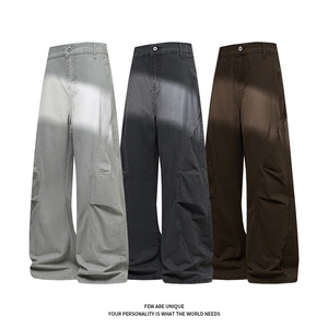 B221 美式ins高街斜切宽松休闲洗褪弯刀牛仔裤 LK26619-特P50控88图片