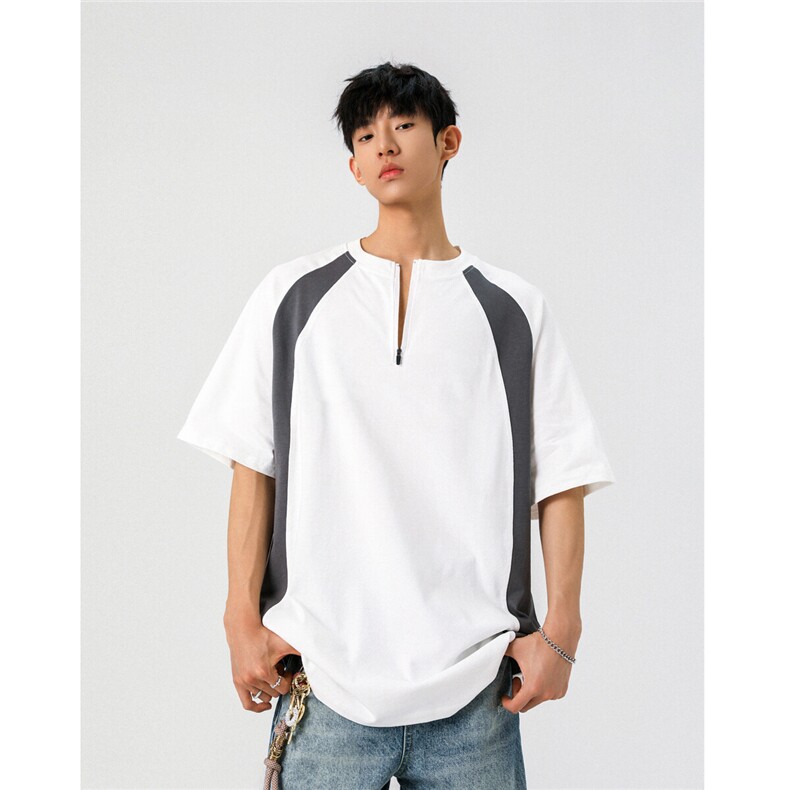 1可二开领口拉链大码M-5XL短袖T恤男：表面100%棉DX78003P45控68，男装T恤，星座226-2