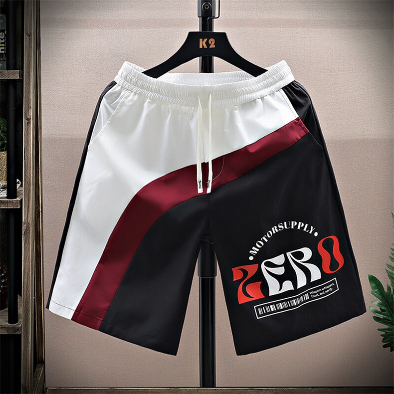 夏季五分裤男拼接色时尚休闲冰丝速干短裤宽松沙滩裤-DK35-P22,男装牛仔裤,星座310B-3