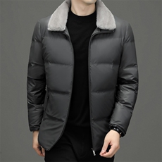 BF22965钱塘2020-2中老年男士皮羽绒服休闲百搭翻毛领外套P175，男装羽绒服，钱塘207-2