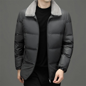 BF22965钱塘2020-2中老年男士皮羽绒服休闲百搭翻毛领外套P175图片