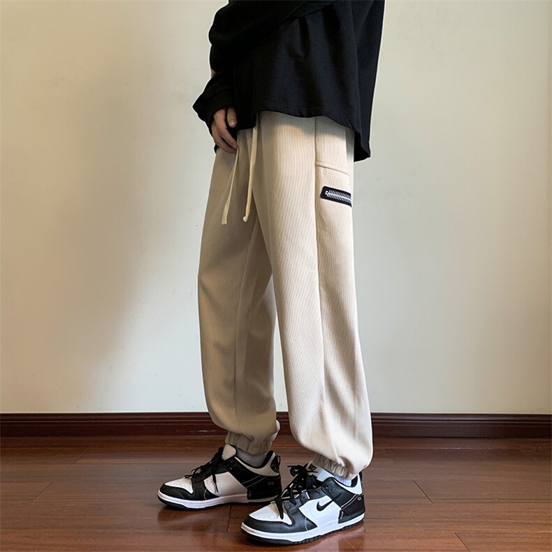 港风灯芯绒休闲裤男宽松直筒束脚裤卫裤KP808P43,男装休闲裤,星座1204-3
