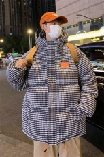 港风2025冬装格子棉衣男棉服连帽面包服棉袄外套3332-P100-控148，男装棉衣，星座207