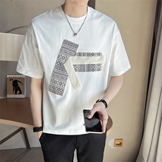 夏季短袖T恤男2025新款潮牌拼接男装半袖体恤A313-K822-P55，男装T恤，电商A313
