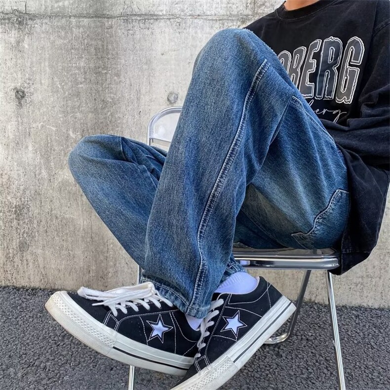 美式牛仔裤男春秋新款休闲直筒裤B50P45图片