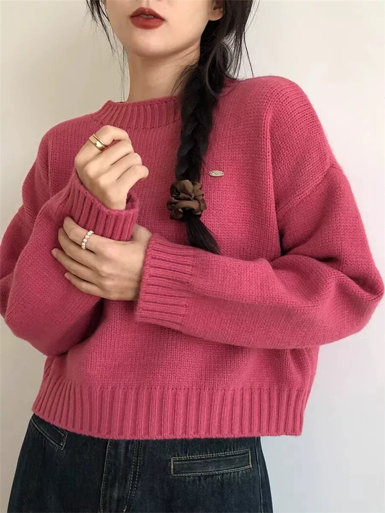 新款女装圆领羊毛衫羊毛百搭宽松时尚保暖上衣,女装羊毛衫,恩泰羊绒