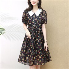 2022年夏季白色领腰间滚条潮流有范优雅甜美连衣裙，女装连衣裙，梦芯尔
