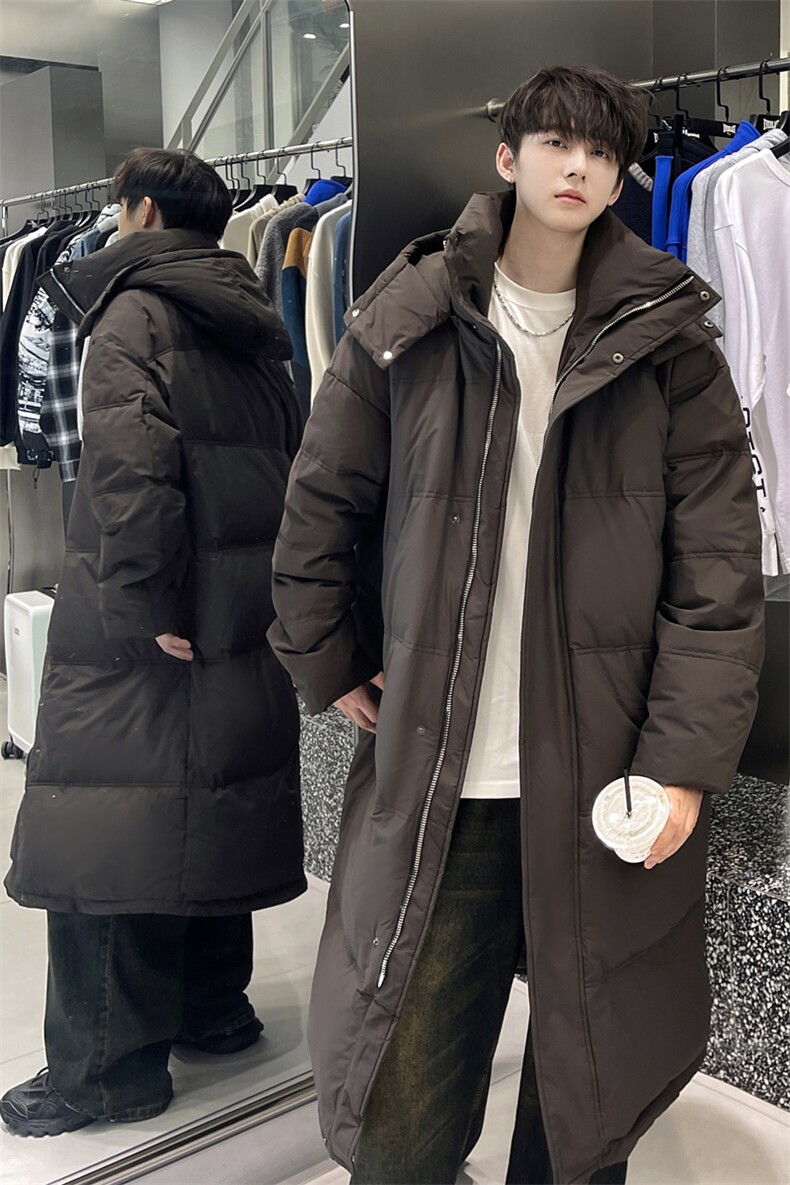 羽绒服男冬季港风宽松连帽长款白鸭绒外套YR926-P205（控价258,男装羽绒服,星座214-3