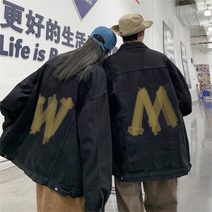 2025春季港风情侣不一样印花牛仔夹克外套男JK567-P6588图片